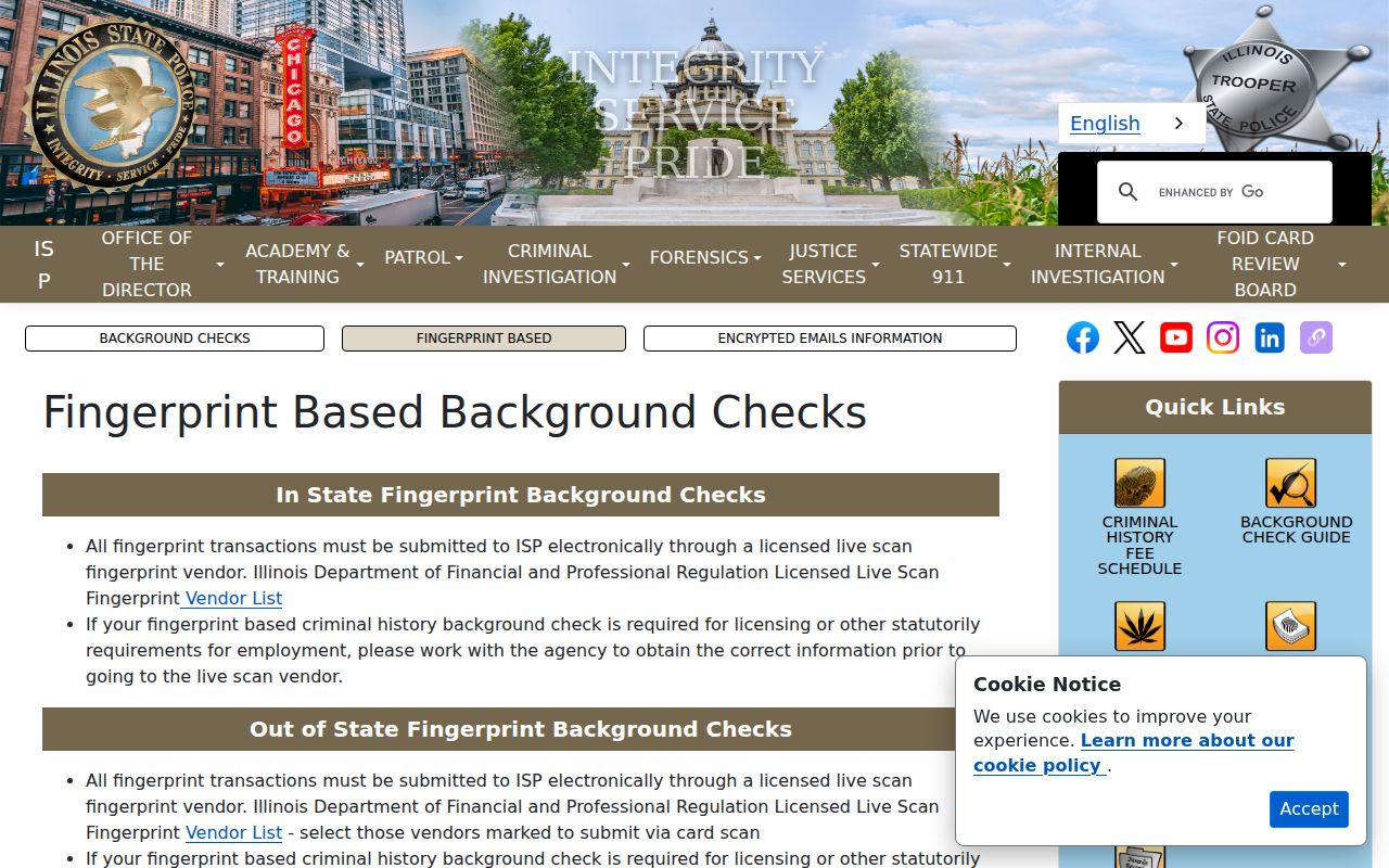 Menard County arrest history Illinois fingerprint requirements