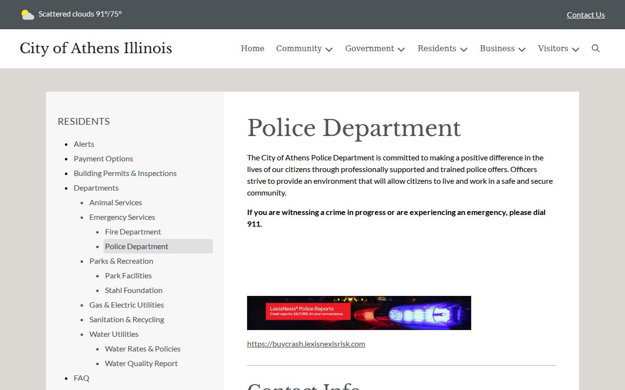Athens criminal history Police Department contact page