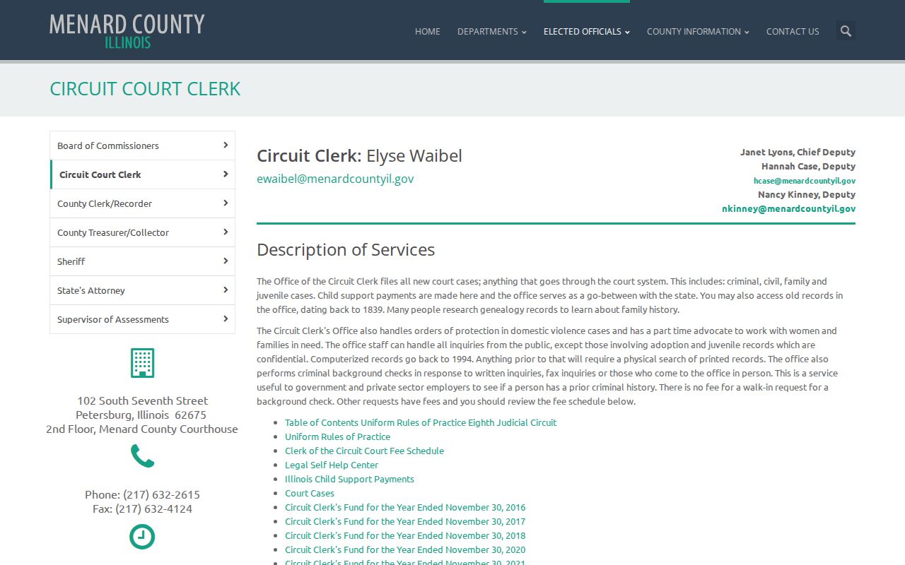 Menard County criminal court records at the Circuit Clerk