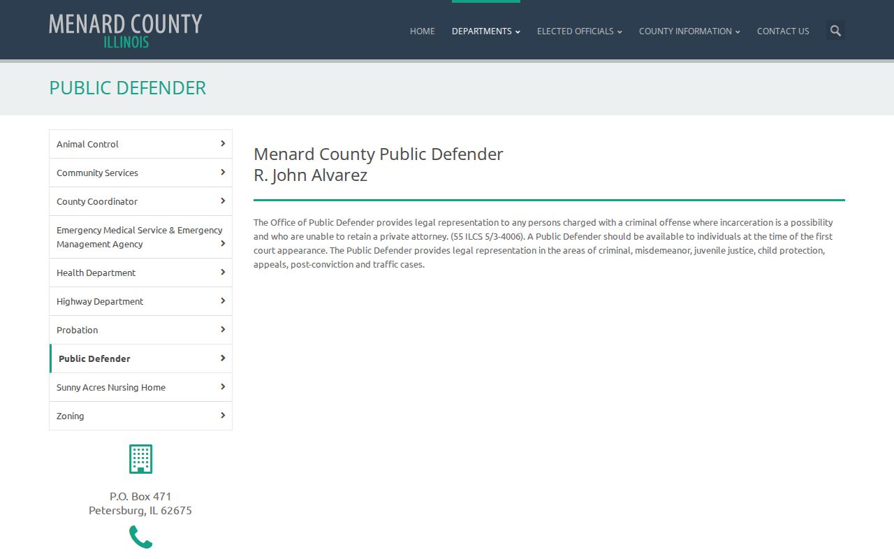 Menard County criminal court case public defender information