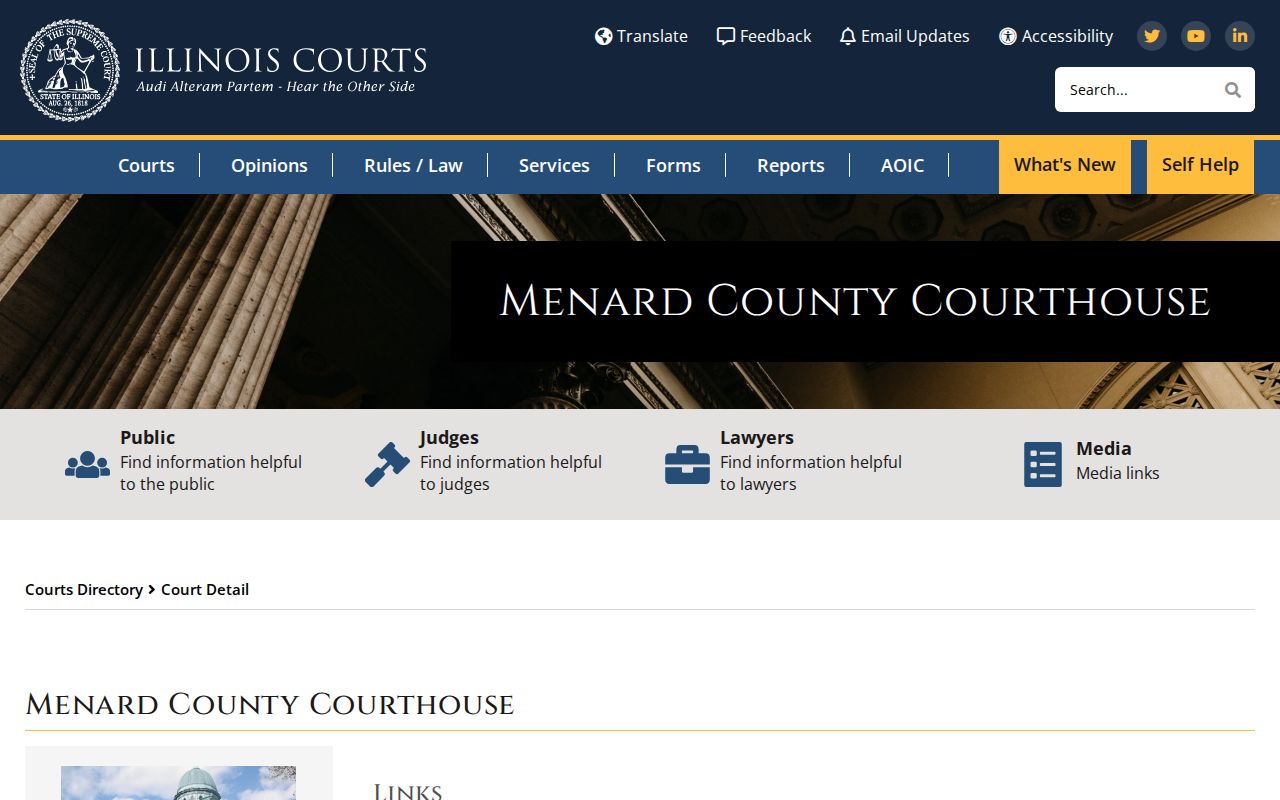 Menard County criminal history courthouse and court records