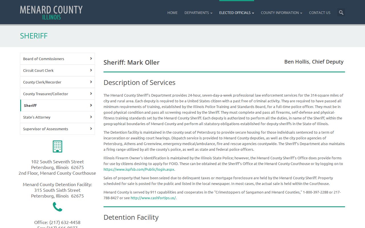 Menard County criminal history sheriff and detention facility records