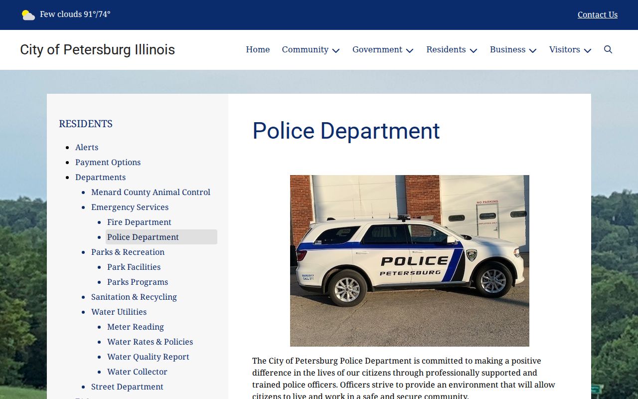 Petersburg criminal history Police Department contact page